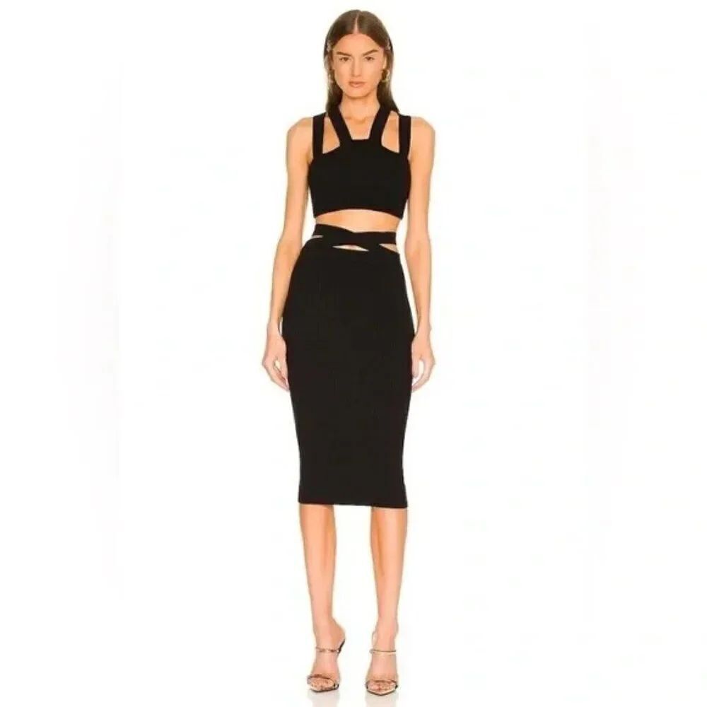NWT Michael Costello x Revolve Emmaline Bandage Midi Skirt in Black - Size XS